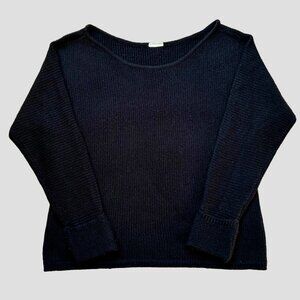 Women's Knit Sweater with Cuffed Sleeves - Black - US M